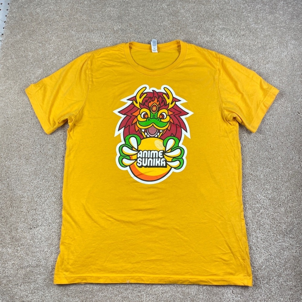 Anime Sunika‎ Dragon Graphic T-Shirt Mens Large Yellow Volunteer Bella Canvas